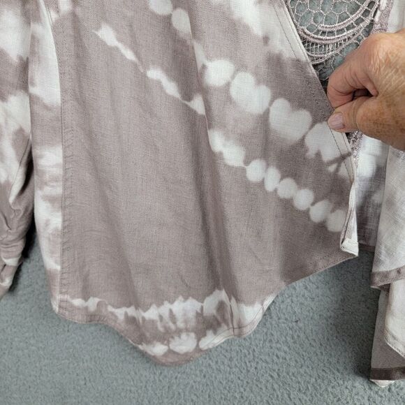 INC International Concepts Jacket Cardigan Womens M Linen Tie Dye Boho Neutrals - Picture 8 of 11